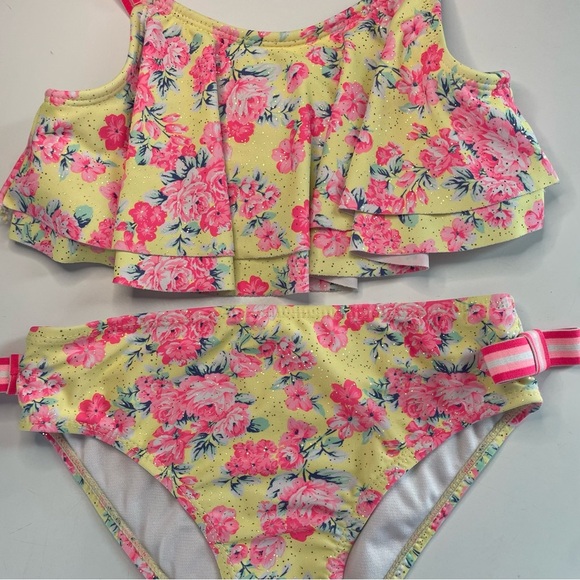 Nicole Miller New York Girls Large 12 Two Piece Bathing Suit Floral PRELOVED - Picture 2 of 10